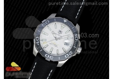 AquaRacer Calibre 5 SS V6F 1:1 Best Edition White Textured Dial on Black Nylon Strap A2824