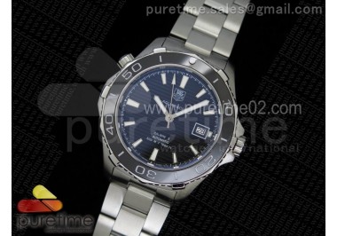 Aquaracer 500m Calibre 5 SS Black Bezel Black Textured Dial on SS Bracelet NH35A