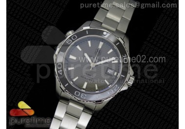 Aquaracer 500m Calibre 5 SS Black Bezel Gray Textured Dial on SS Bracelet NH35A