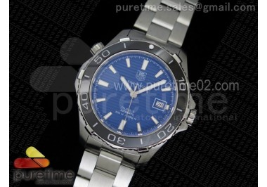 Aquaracer 500m Calibre 5 SS Black Bezel Blue Textured Dial on SS Bracelet NH35A