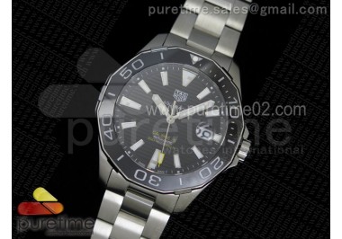 Aquaracer 300m Calibre 5 SS Black Bezel Black Textured Dial on SS Bracelet NH35A