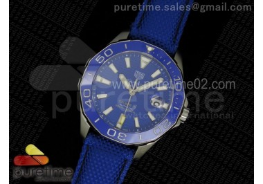 Aquaracer 300m Calibre 5 SS Blue Bezel Blue Textured Dial on Blue Nylon Strap NH35A