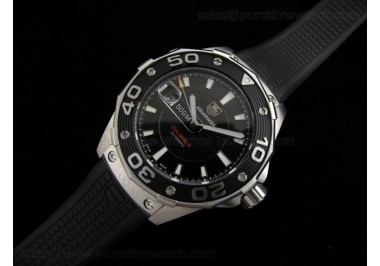 Aquaracer 500M Calibre 5 SS Black Dial on Rubber Strap ETA2824