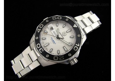 Aquaracer 500M Calibre 5 SS White Dial on Steel Bracelet ETA2824