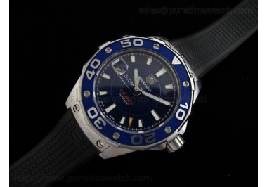 Aquaracer 500M Calibre 5 SS Blue Dial on Rubber Strap A2824