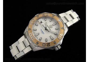 Aquaracer 500M Calibre 5 TT White Dial on Steel Bracelet ETA2824