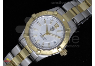 Aquaracer Ladies SS/YG White Dial Stick Markers on SS/YG Bracelet Swiss Quartz