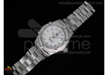 Aquaracer Ladies SS White Dial Diamond Bezel on Bracelet Swiss Quartz