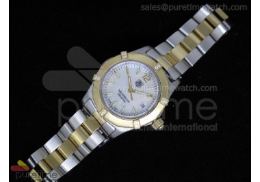 Aquaracer Ladies SS White MOP Dial Stick Markers YG Bezel on SS/YG Bracelet Swiss Quartz