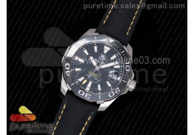 AquaRacer Calibre 5 SS V6F 1:1 Best Edition Black Textured Dial on Black Nylon Strap A2824