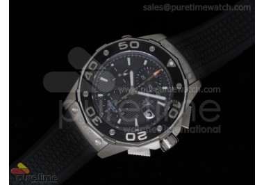 Aquaracer 500M Calibre 16 Chrono SS Black Textured Dial on Black Rubber Strap A7750