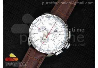 Carrera Calibre 36 SS White Dial on Brown Leather Strap Jap Quartz