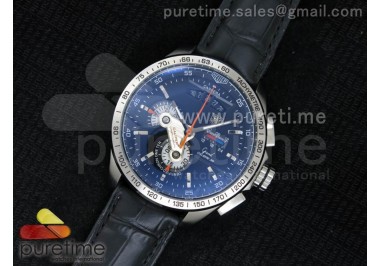 Carrera Calibre 36 SS Black Dial on Black Leather Strap Jap Quartz