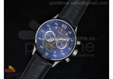 Carrera Calibre 36 Flyback SS Black Dial on Black Leather Strap JAP Quartz