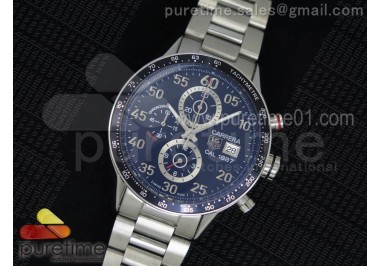 Carrera Calibre 1887 Chrono SS Tachymeter Bezel Black Dial on SS Bracelet Jap Quartz