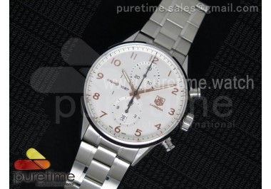 Carrera Calibre 1887 Chrono V6F 1:1 Best Edition White Dial RG Markers on SS Bracelet CAL1887