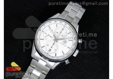 Carrera CAL1887 Chrono 40mm SS White Dial on SS Bracelet A7750