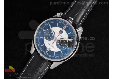 Carrera 1887 Chrono SS Black/White Dial on Black Leather Strap Jap Quartz