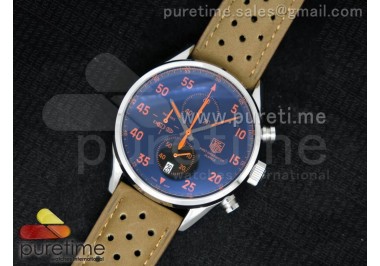 Carrera Calibre 1887 SS Chrono Black Dial Orange Markers on Brown Leather Strap Jap Quartz