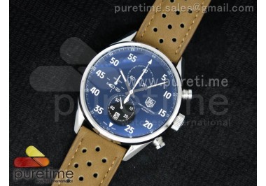 Carrera Calibre 1887 SS Chrono Black Dial White Markers on Brown Leather Strap Jap Quartz