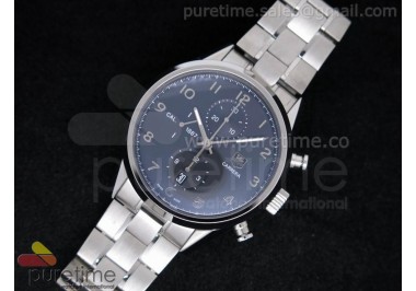 Carrera CAL1887 Chronograph SS Black Dial with Arabic Number Markers on SS Bracelet A7750