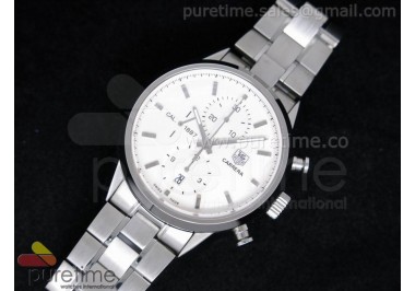 Carrera CAL1887 Chronograph SS White Dial on SS Bracelet A7750