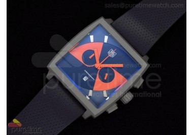 Monaco 44mm SS Black/Orange Dial on Black Rubber Strap Jap Quartz