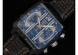 Monaco 24 Quartz Chrono PVD Black Dial on Black Leather Strap