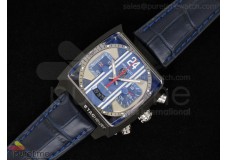 Monaco 24 Quartz Chrono PVD Blue Dial on Blue Leather Strap