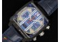 Monaco 24 Quartz Chrono PVD Blue Dial on Blue Leather Strap