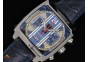 Monaco 24 Quartz Chrono SS Blue Dial on Blue Leather Strap