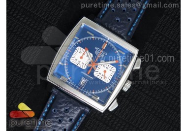 Monaco Concept Chrono SS Blue Dial on Blue Leather Strap Jap Quartz