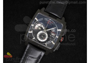 Monaco LS Calibre 12 Quartz PVD Black Dial on Black Leather Strap