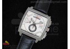 Monaco LS Calibre 12 Quartz SS White Dial on Black Leather Strap