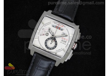 Monaco LS Calibre 12 Quartz SS White Dial on Black Leather Strap