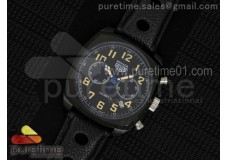 Monza PVD Calibre 36 Black Dial on Black Leather Strap Jap Quartz