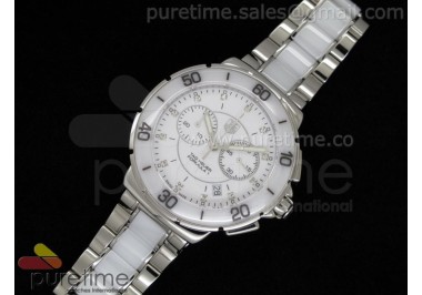 Formula 1 Lady Chrono SS/White Ceramic White Dial Diamond Markers on Bracelet Swiss Ronda Quartz