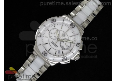 Formula 1 Lady Chrono SS/White Ceramic White Dial Stick Markers on Bracelet Swiss Ronda Quartz